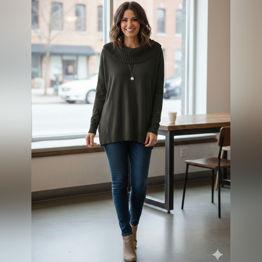 Cable & Gauge Charcoal Cowl Neck Sweater